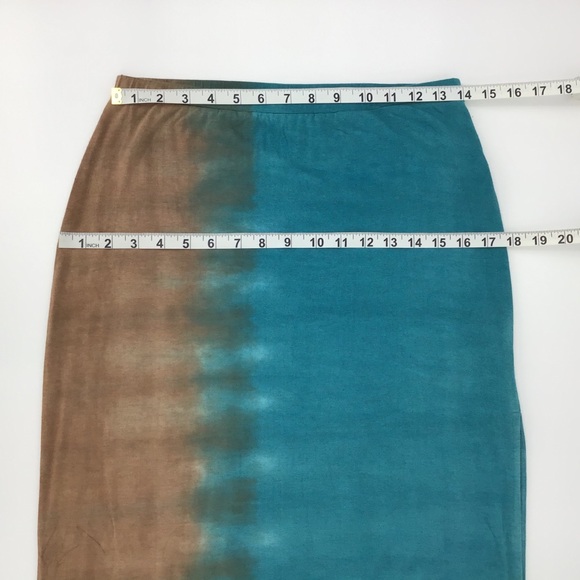Laila Jayde Teal & Brown Slitted Maxi Skirt, Small - Picture 14 of 16